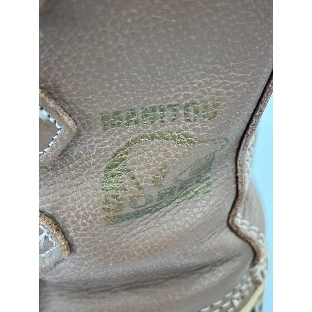 Sorel Manitou Womens Winter Boots‎ Size 6 Tan & Black Shearling Lined Waterproof